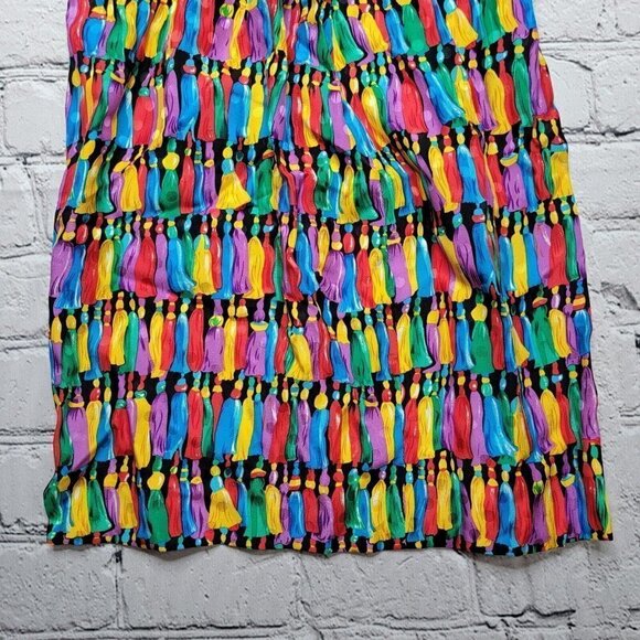 Vintage Maggy London 100% Silk Tassel Print Straight Skirt Size 4 - Picture 3 of 11
